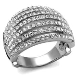 High polished (no plating) Stainless Steel Ring with Top Grade Crystal  in Clear