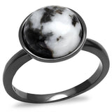 IP Light Black  (IP Gun) Stainless Steel Ring with Semi-Precious Hematite in Multi Color