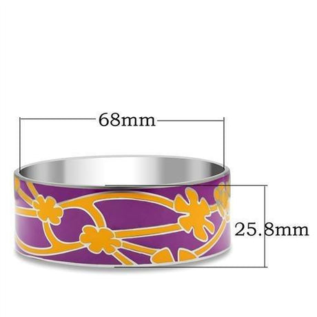 High polished (no plating) Stainless Steel Bangle with Epoxy  in No Stone