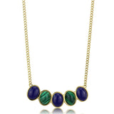 IP Gold(Ion Plating) Stainless Steel Necklace with Precious Stone Lapis in Montana