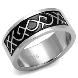 High polished (no plating) Stainless Steel Ring with Epoxy  in Jet