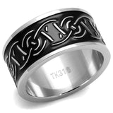 High polished (no plating) Stainless Steel Ring with Epoxy  in Jet