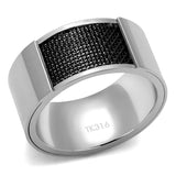 High polished (no plating) Stainless Steel Ring with Epoxy  in Jet