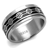 High polished (no plating) Stainless Steel Ring with Epoxy  in Jet