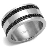 High polished (no plating) Stainless Steel Ring with Epoxy  in Jet