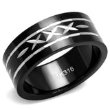 Two-Tone IP Black (Ion Plating) Stainless Steel Ring with No Stone