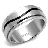 High polished (no plating) Stainless Steel Ring with Epoxy  in Jet