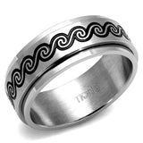 High polished (no plating) Stainless Steel Ring with Epoxy  in Jet