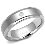 High polished (no plating) Stainless Steel Ring with AAA Grade CZ  in Clear