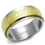 Two-Tone IP Gold (Ion Plating) Stainless Steel Ring with No Stone