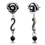 High polished (no plating) Stainless Steel Earrings with Top Grade Crystal  in Jet
