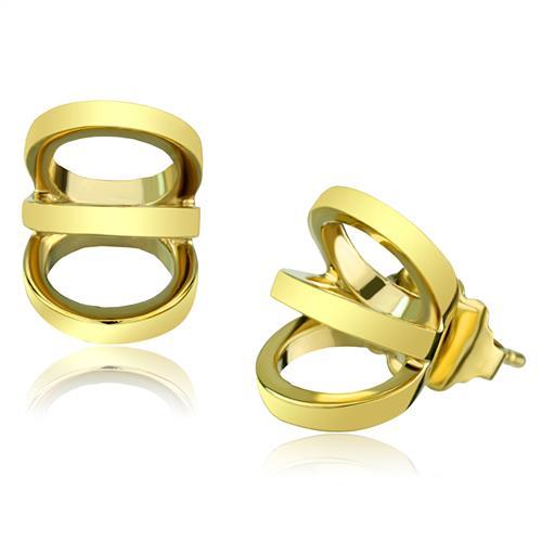 IP Gold(Ion Plating) Stainless Steel Earrings with No Stone