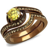 IP Coffee light Stainless Steel Ring with AAA Grade CZ  in Topaz