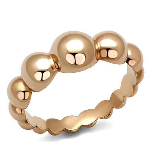 IP Rose Gold(Ion Plating) Stainless Steel Ring with No Stone