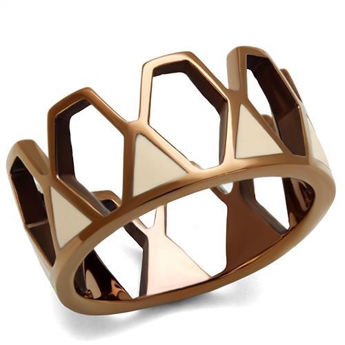 IP Coffee light Stainless Steel Ring with Epoxy  in Champagne