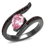 IP Light Black  (IP Gun) Stainless Steel Ring with AAA Grade CZ  in Rose