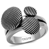 High polished (no plating) Stainless Steel Ring with Epoxy  in Jet