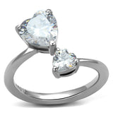 High polished (no plating) Stainless Steel Ring with AAA Grade CZ  in Clear