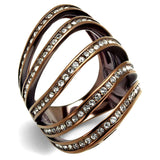 IP Coffee light Stainless Steel Ring with Top Grade Crystal  in Clear