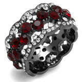 IP Light Black  (IP Gun) Stainless Steel Ring with Top Grade Crystal  in Siam