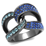 IP Light Black  (IP Gun) Stainless Steel Ring with Top Grade Crystal  in Multi Color
