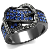 IP Light Black  (IP Gun) Stainless Steel Ring with Top Grade Crystal  in Multi Color