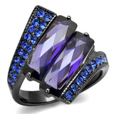 IP Light Black  (IP Gun) Stainless Steel Ring with AAA Grade CZ  in Tanzanite