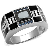 High polished (no plating) Stainless Steel Ring with AAA Grade CZ  in Black Diamond