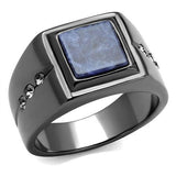 IP Light Black  (IP Gun) Stainless Steel Ring with Blue Sand  in Montana