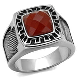High polished (no plating) Stainless Steel Ring with Semi-Precious Agate in Siam