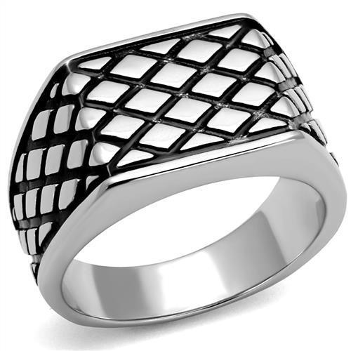 High polished (no plating) Stainless Steel Ring with Epoxy  in Jet