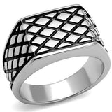 High polished (no plating) Stainless Steel Ring with Epoxy  in Jet