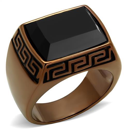IP Coffee light Stainless Steel Ring with Synthetic Onyx in Jet
