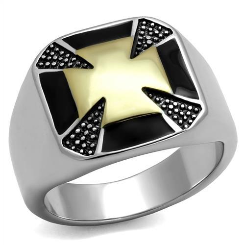 Two-Tone IP Gold (Ion Plating) Stainless Steel Ring with Epoxy  in Jet