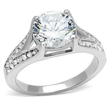 High polished (no plating) Stainless Steel Ring with AAA Grade CZ  in Clear