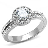 High polished (no plating) Stainless Steel Ring with AAA Grade CZ  in Clear