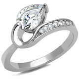 High polished (no plating) Stainless Steel Ring with AAA Grade CZ  in Clear
