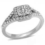 High polished (no plating) Stainless Steel Ring with Top Grade Crystal  in Clear
