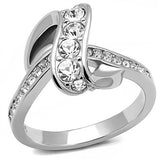 High polished (no plating) Stainless Steel Ring with Top Grade Crystal  in Clear