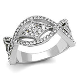 High polished (no plating) Stainless Steel Ring with Top Grade Crystal  in Clear