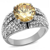 High polished (no plating) Stainless Steel Ring with AAA Grade CZ  in Champagne