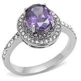 High polished (no plating) Stainless Steel Ring with AAA Grade CZ  in Amethyst