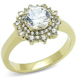 IP Gold(Ion Plating) Stainless Steel Ring with AAA Grade CZ  in Clear