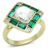 IP Gold(Ion Plating) Stainless Steel Ring with Synthetic Synthetic Glass in Clear