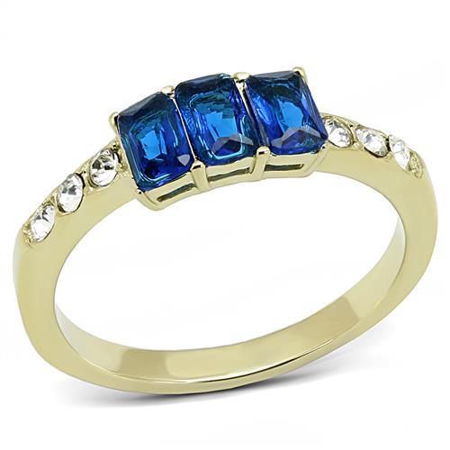 IP Gold(Ion Plating) Stainless Steel Ring with Synthetic Synthetic Glass in Montana