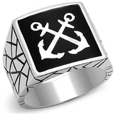 High polished (no plating) Stainless Steel Ring with Epoxy  in Jet