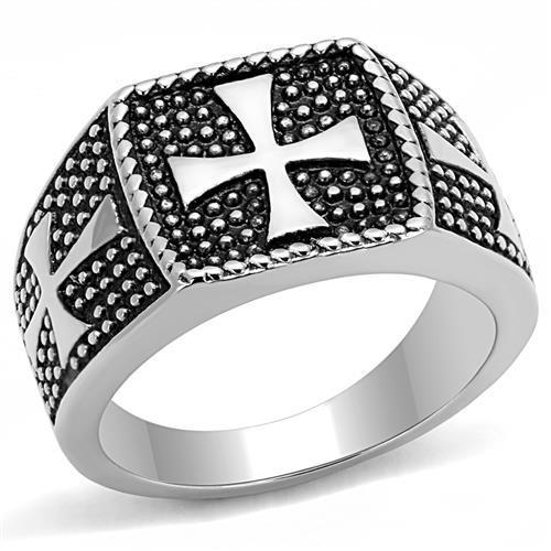 High polished (no plating) Stainless Steel Ring with Epoxy  in Jet