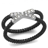 Two-Tone IP Black (Ion Plating) Stainless Steel Ring with Top Grade Crystal  in Clear