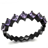 IP Black(Ion Plating) Stainless Steel Ring with AAA Grade CZ  in Amethyst