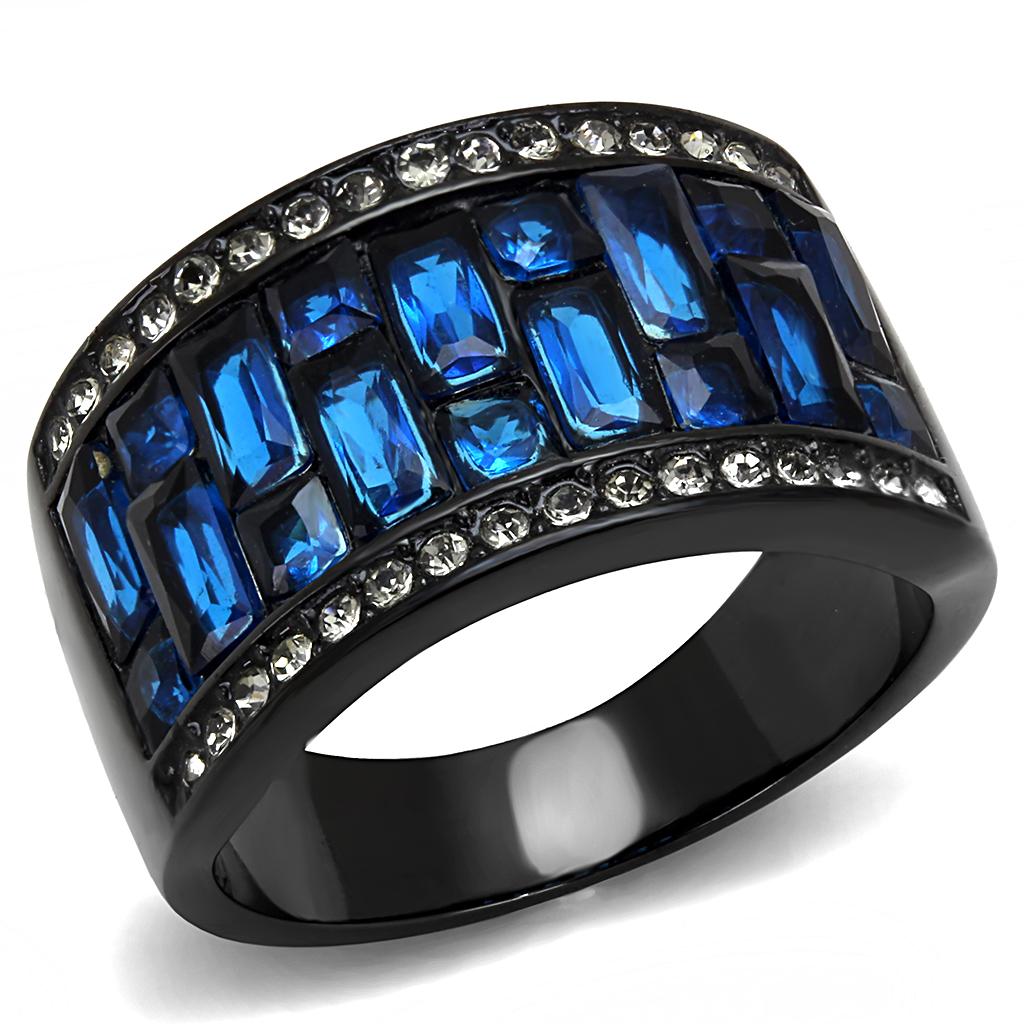 IP Black(Ion Plating) Stainless Steel Ring with Synthetic Synthetic Glass in Montana
